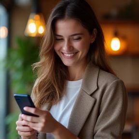 Woman using phone to recharge data